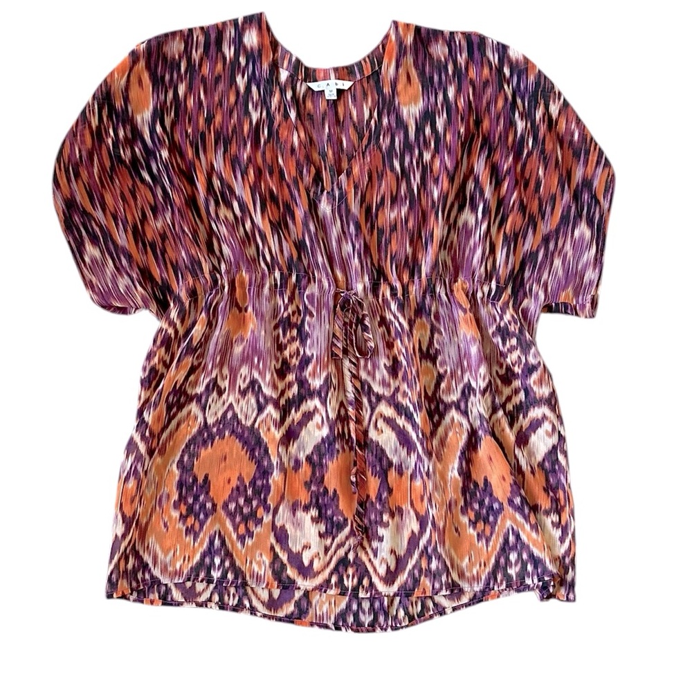 CABI style #415 kimono style tunic in oranges & purples size Medium - Picture 1 of 6